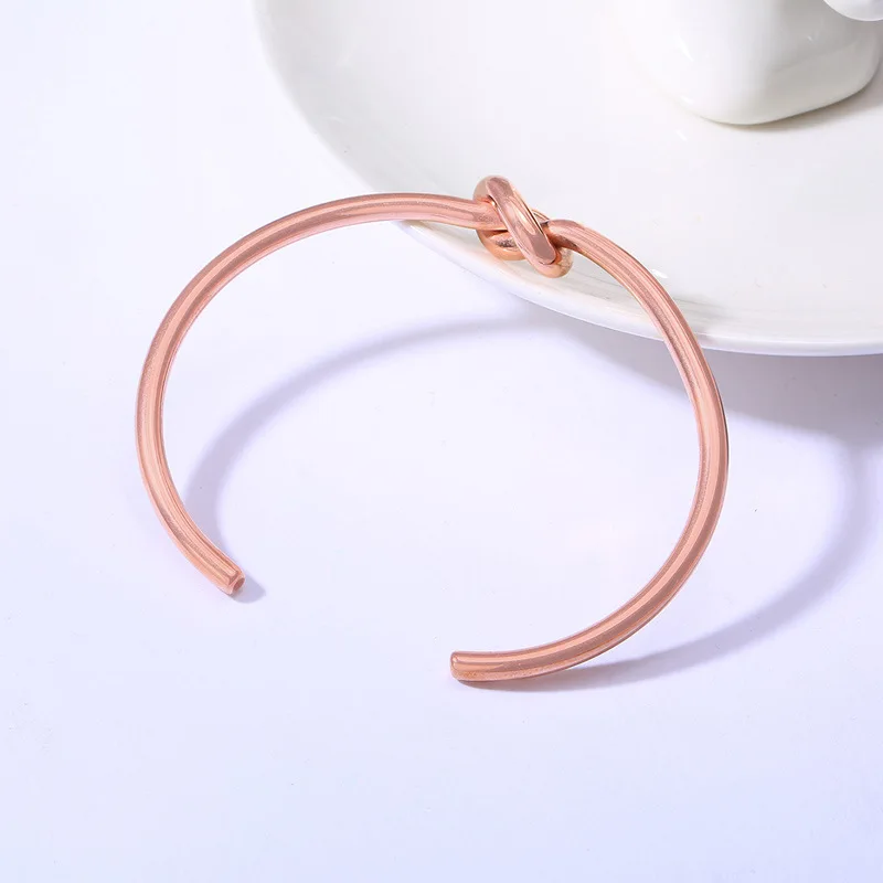 Stainless Steel Cuff Couple Bracelet Korea Style Geometric Knot Bracelet Adjustable High Polished Knot Bracelet