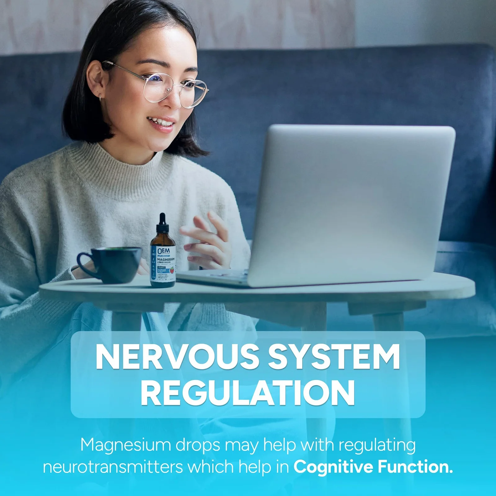 OEM Herbal Supplements Vegetarian Magnesium Citrate Liquid Drops Slim and Stress Relieve Deep Sleep and Improve Mood for Adults