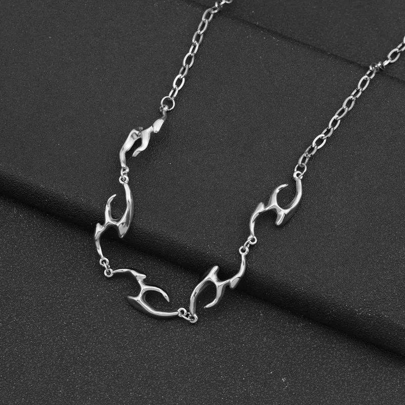 Wholesale Direct Sales Silver Flame Chain 316l Stainless Steel Choker Necklace Lead and Nickel Free Waterproof Necklace Jewelry