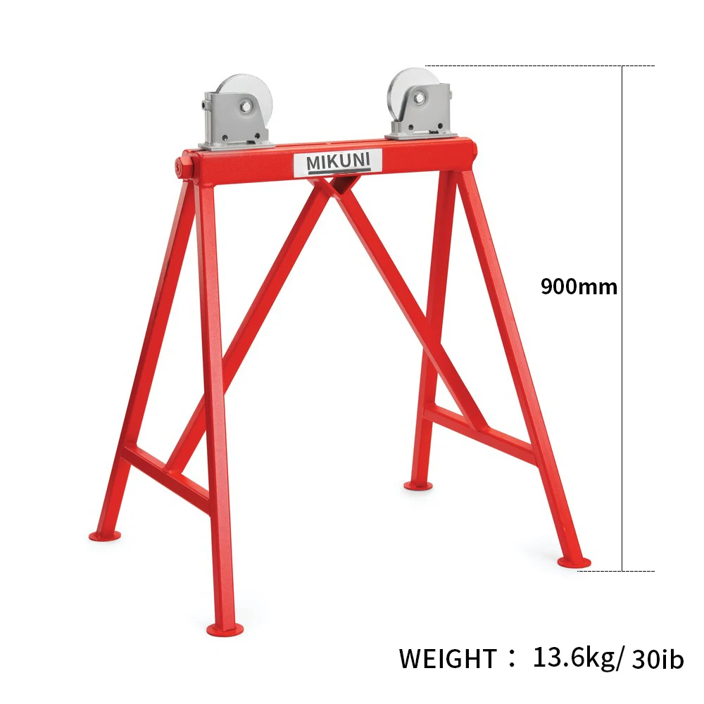 Roller support adjustable height adjustable pipe support with wheel four support with heavy pipe stand