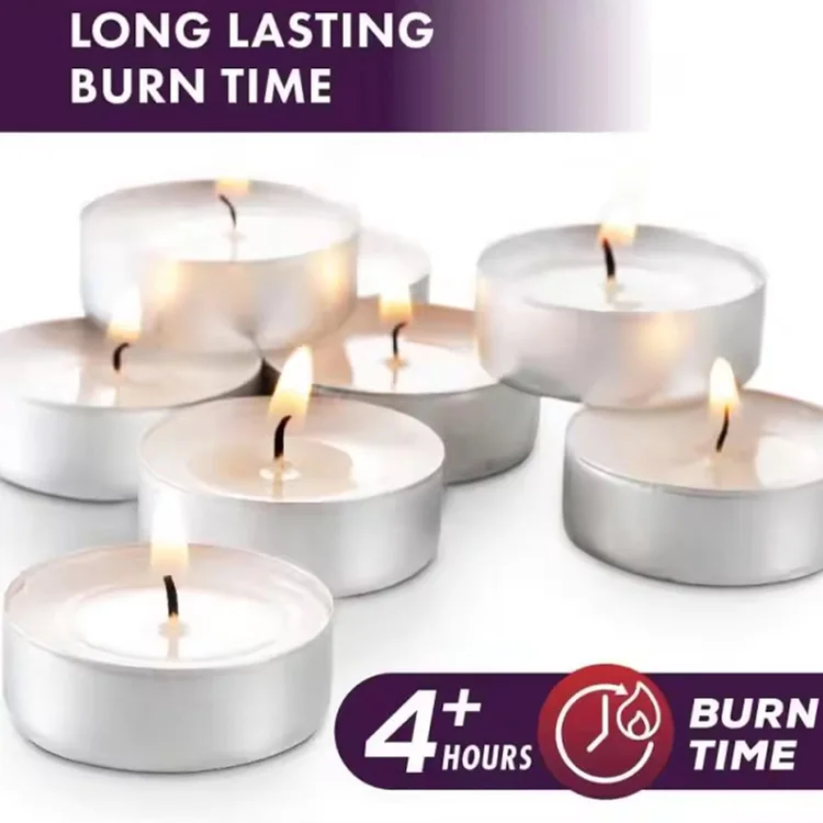 China wholesale personalized 4 hour burn 50 pcs tea light candles natural paraffin wax luxury scented tealight candles in dubai