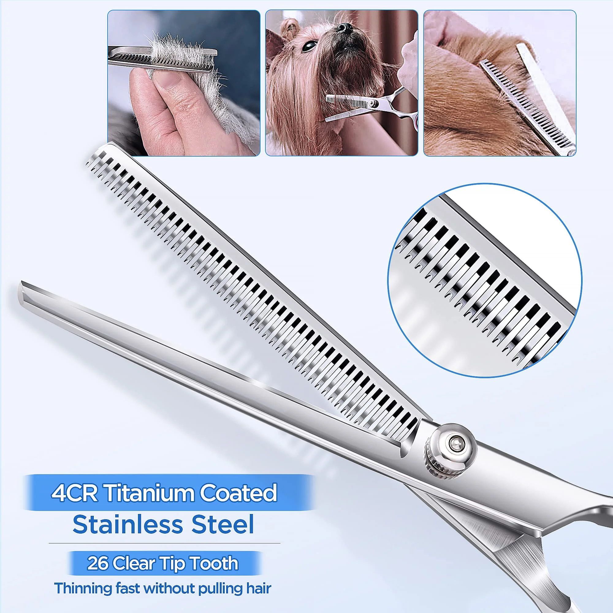 Stainless Steel Thinning Hair Curved Pet Scissors Set Curved Professional Pet Grooming Scissors Kit For Dog Cat