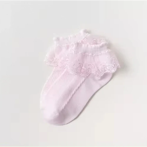 Wholesale White Cute Bow Lace Frilly Socks Girls Baby Toddler Kids Children Cotton Ruffle Socks