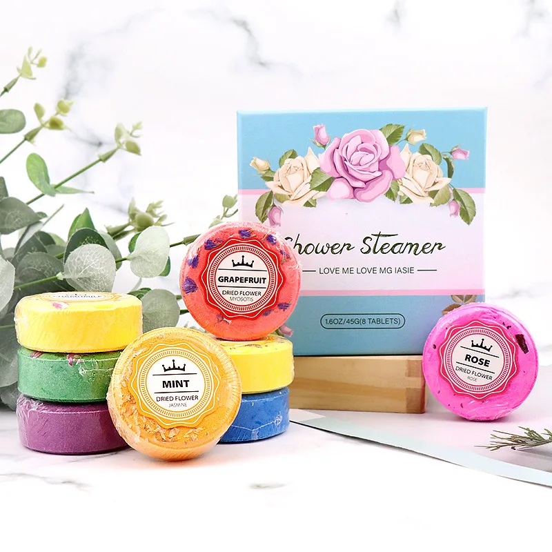 Private label organic Bath Ingredients Professional essential oil tablets set aromatherapy shower steamers