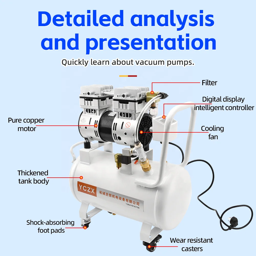 FVN-180H 220V 600W 120L/min -98KPa Industrial Mini Electric Oil Free Piston Air Pressure Vacuum Pump With 20L Air Pressure Tank