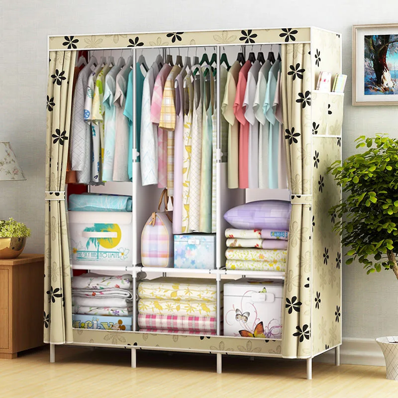 Simple wardrobe cloth cloth wardrobe steel pipe reinforced steel frame wardrobe large single folding storage dust