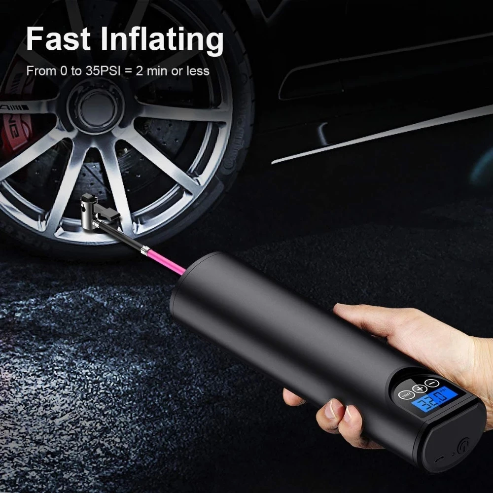 FUMOSI 12V 150PSI Rechargeable Air Pump Tire Inflator Cordless Portable Compressor Digital Car Tyre Pump for Car Bicycle Tires B