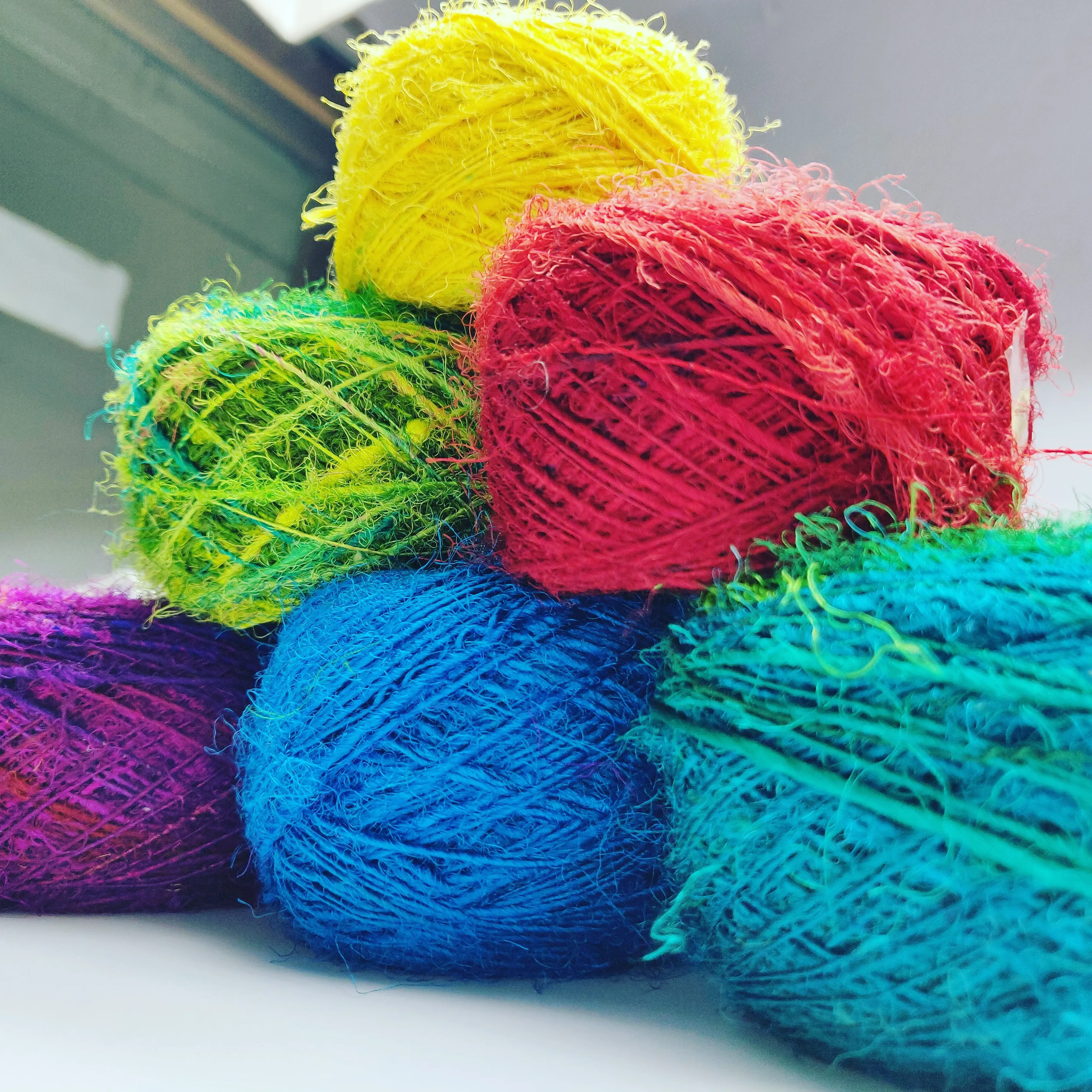 Recycled Sari Silk Filament Yarn Eco-Friendly and Sustainable for Crocheting Knitting Weaving Embroidery Macrame-Handspun