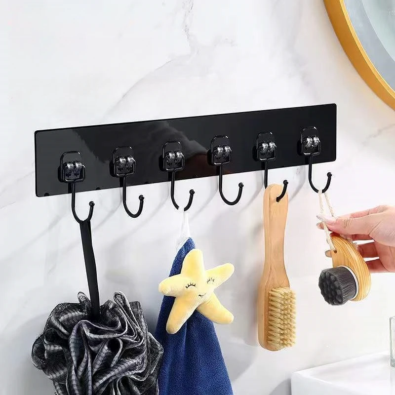 Customization Acceptable Waterproof Strong Self-adhesive Storage Organizer with Large Metal Hook Hanger Self Adhesive Hook