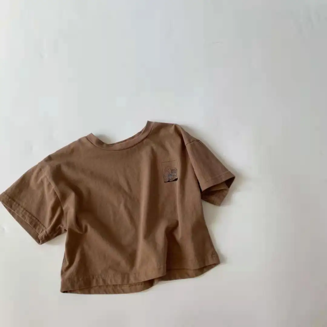 Soft cotton casual kids tops summer cartoon toddler kids t shirts