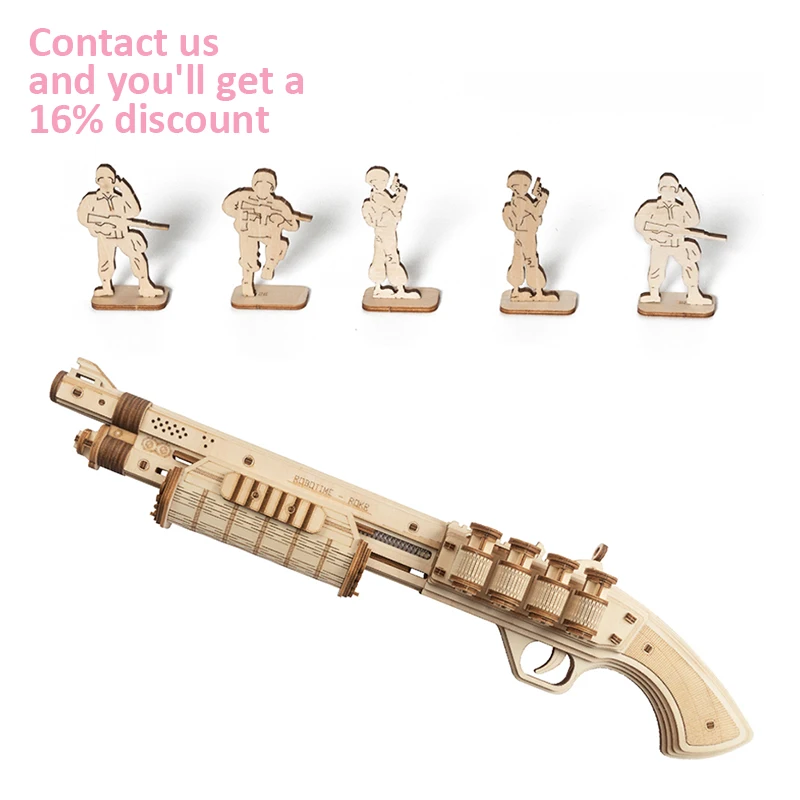 CPC Certificated Robotime Contact Get 16% off DIY Wooden Rubber Band Gun 3D Puzzles For Children And Kids