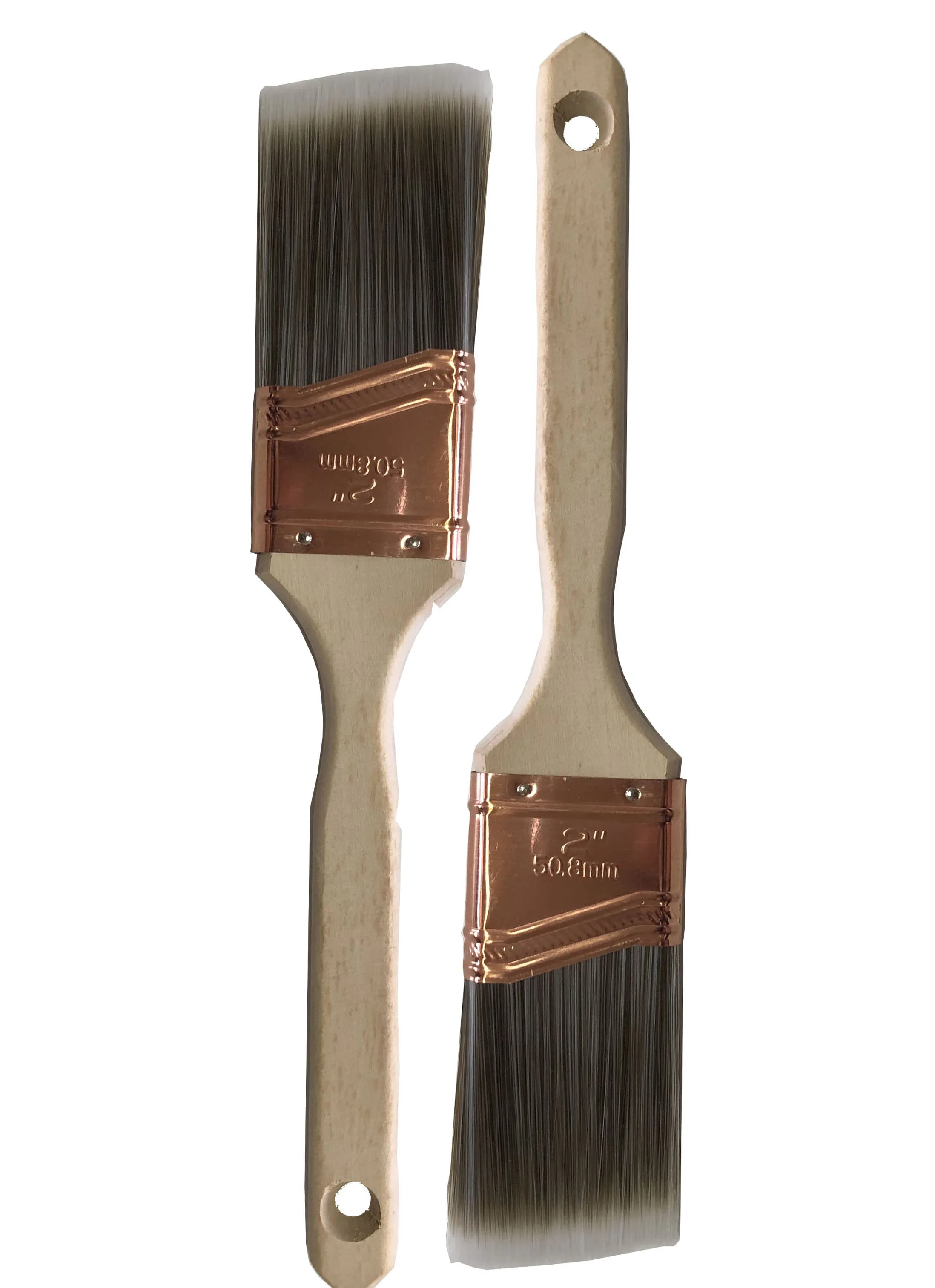 Spot supply High quality 2inch Wooden handle Synthetic Fiber bristle Copper plated stainless iron  purdy paint brushes