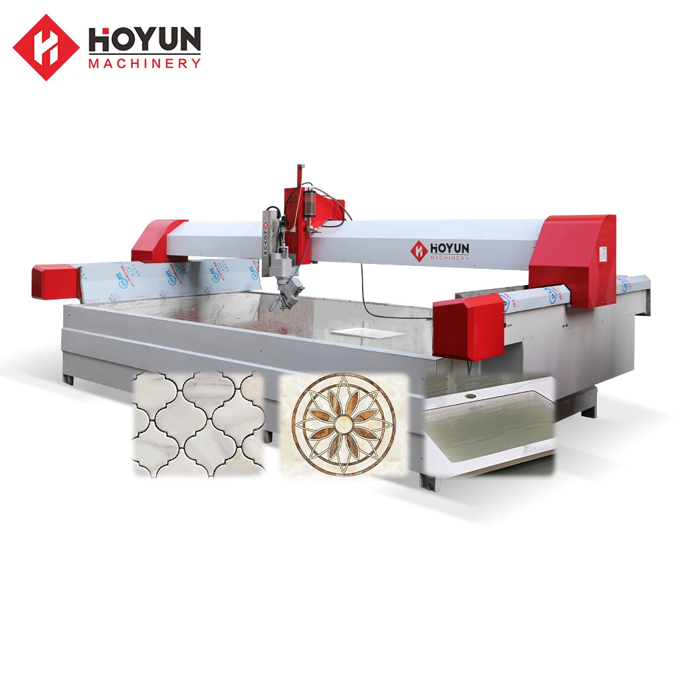 Hoyun 5 Axis high pressure waterjet for marble tile waterjet Cutting stone cnc router machine