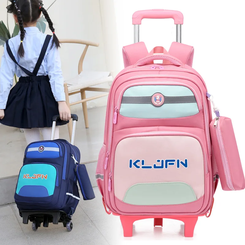 Trolley Schoolbag Removable Children School Bags With Wheels For Girls Boys Large Capacity Trolley Backpack Hard Shell Luggage