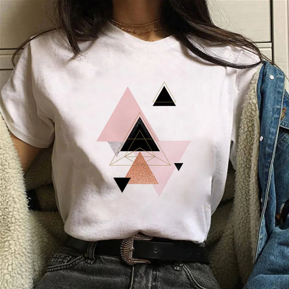 2022 Fashion Summer Women Graphic T Shirts Short Sleeve Love Geometric Graphic T Shirts Women Top