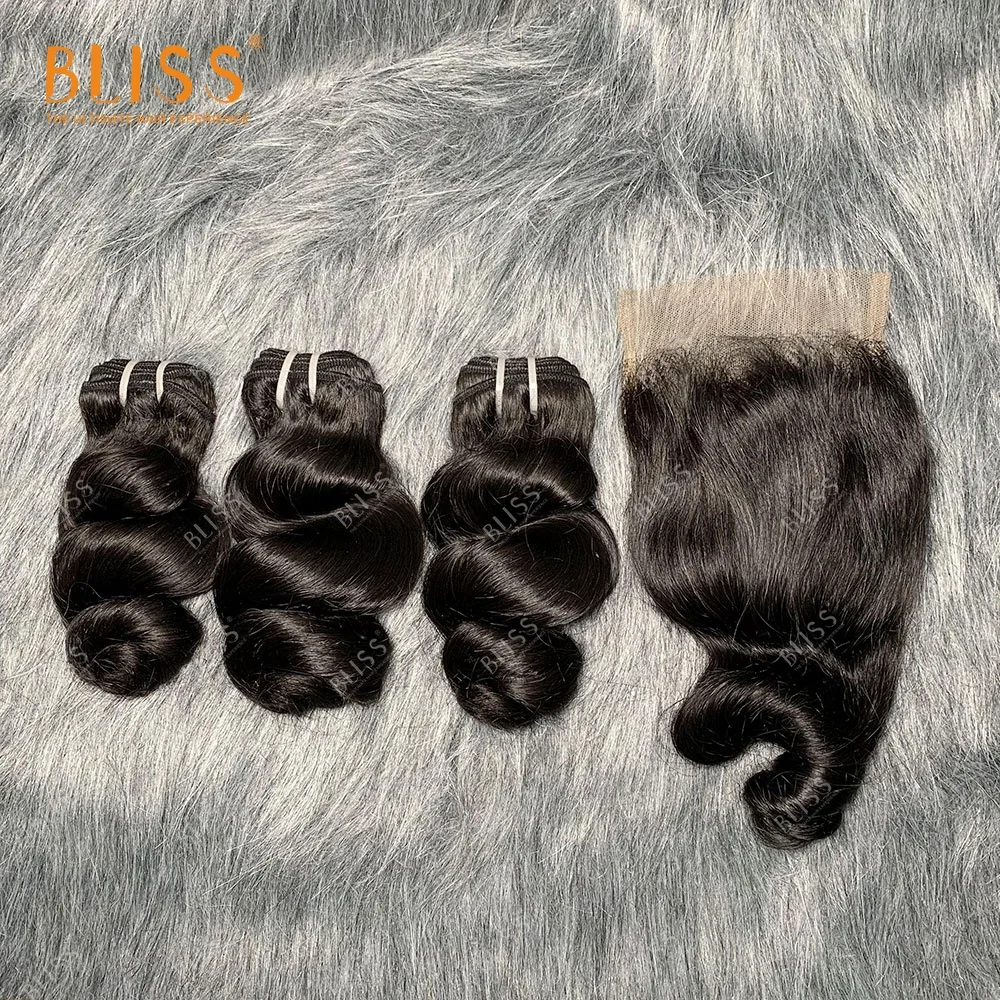 Bliss Emerald DD 3+1 Packet Hair 100 Human Virgin Brazilian Loose Wave Hair Bundles with Closure