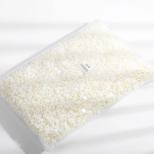 Nail Art Pearls Tips Half Round Pearls 3d Nail Beads Rhinestone Decoration DIY Nail Pearl