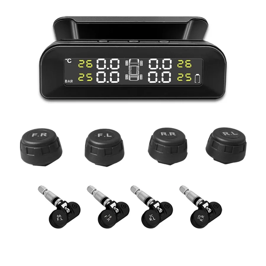 Система контроля давления в шинах TPMS на солнечной батарее с цифровым ЖК-дисплеем