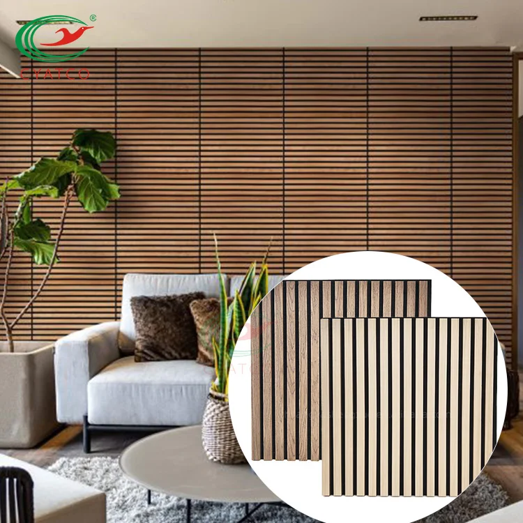 Wholesale Fireproof wood slat panels akustik panel akoestische slat wall panel for decoration