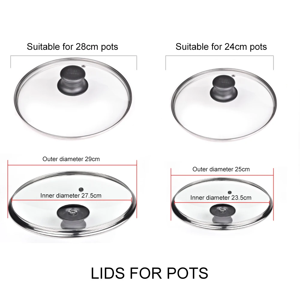 Изготовленные На Заказ высококачественные 24 см 28 термостойкие формовочные прозрачные стеклянные кастрюли и крышки