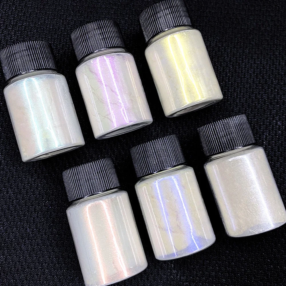 White Pearl Chrome Nail Powder Mirror Effect Aurora Magic Pearlescent Nail Glitter Pigment High Gloss Holographic Nail Powder