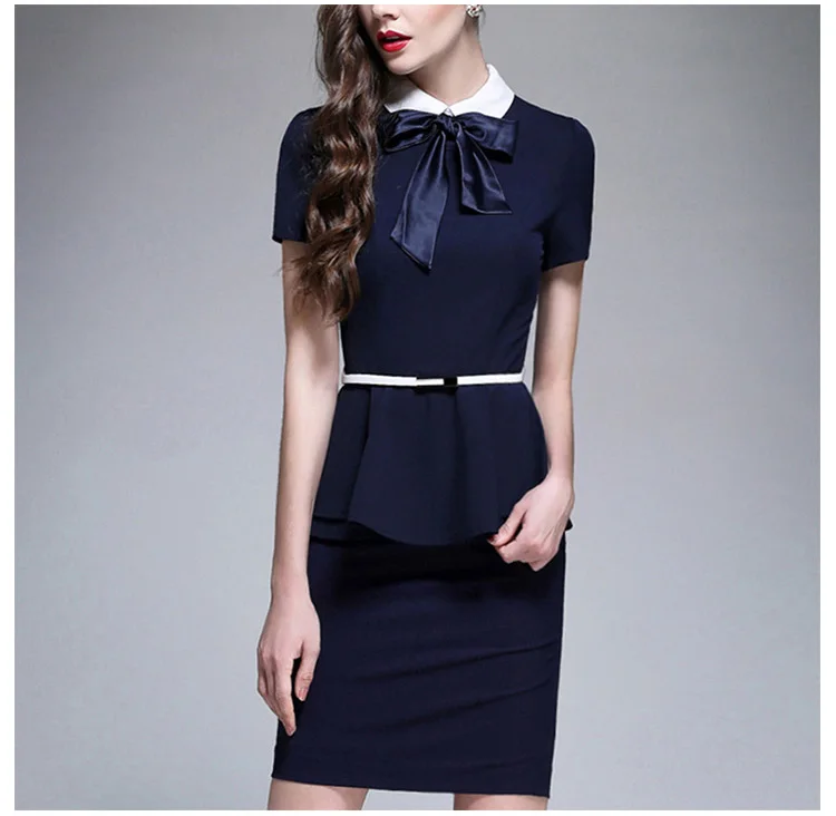 Оригинальные новые модные костюмы для ТВ-хозяйки с отложным воротником из 2 предметов женские деловые платья с коротким рукавом