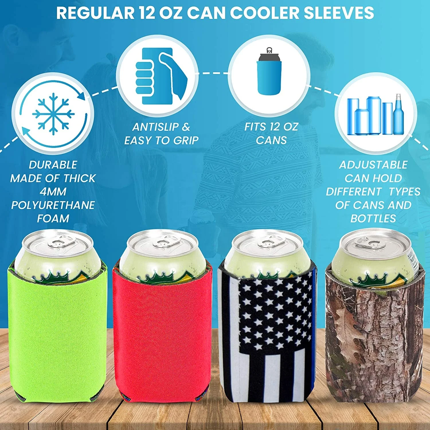 Custom Logo Collapsible Personalized Sublimation-Can-Cooler Stubby Holder 12 Oz Neoprene Beer Cooler Coozies For Cans