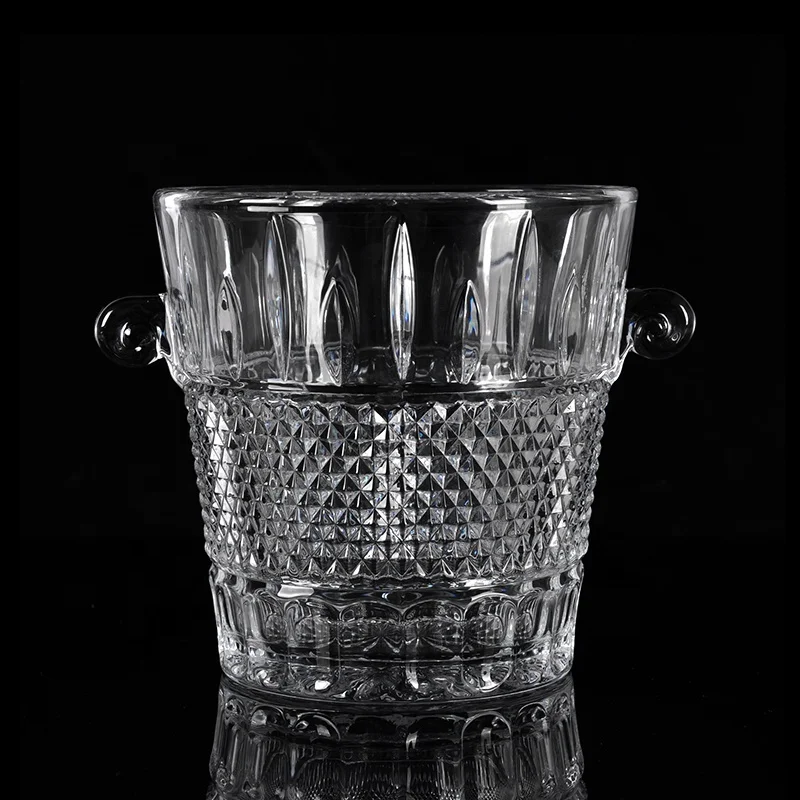 Clear Glass Beverage Wine Buckets & Cooler Ice Glass Wine Chillers & Buckets Designer Curved Glass Wine Bucket