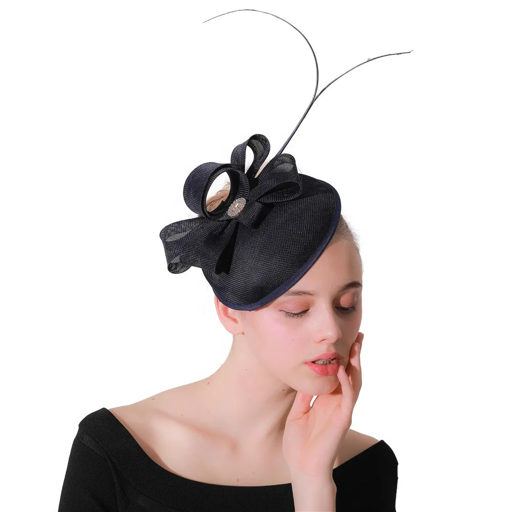 sinamay base and feather fascinator hat