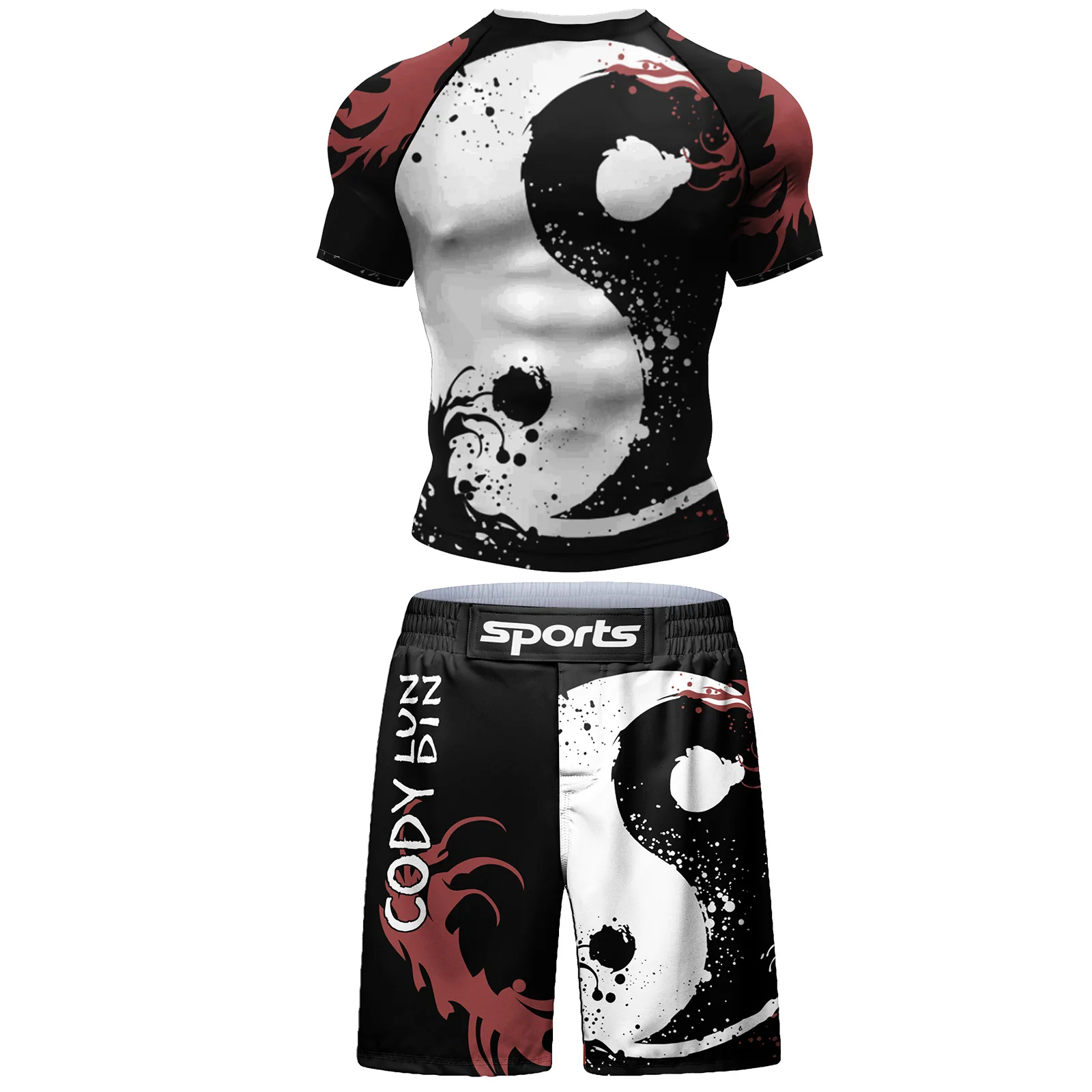 Sportswear MMA Jiu jitsu T-shirt+Pants Set Rash Guard Sport Kickboxing Jerseys Bjj GI Muay Thai Clothing Boxing Tracksuit