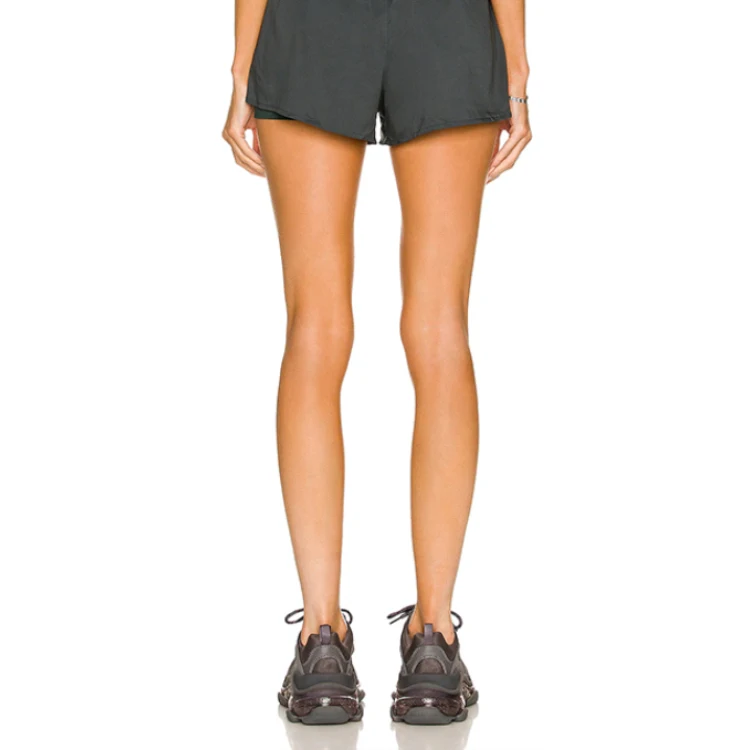 wholesale women private label sweatsuit jogger shorts tracksuit custom logo windbreaker nylon plain sports two pieces shorts set