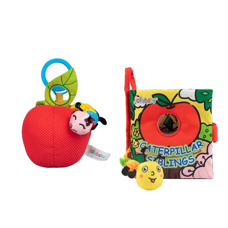 OEM car seat stroller hanging fruit apple rattle cloth books baby toy gift set custom toys set gift for babys 0-3 months