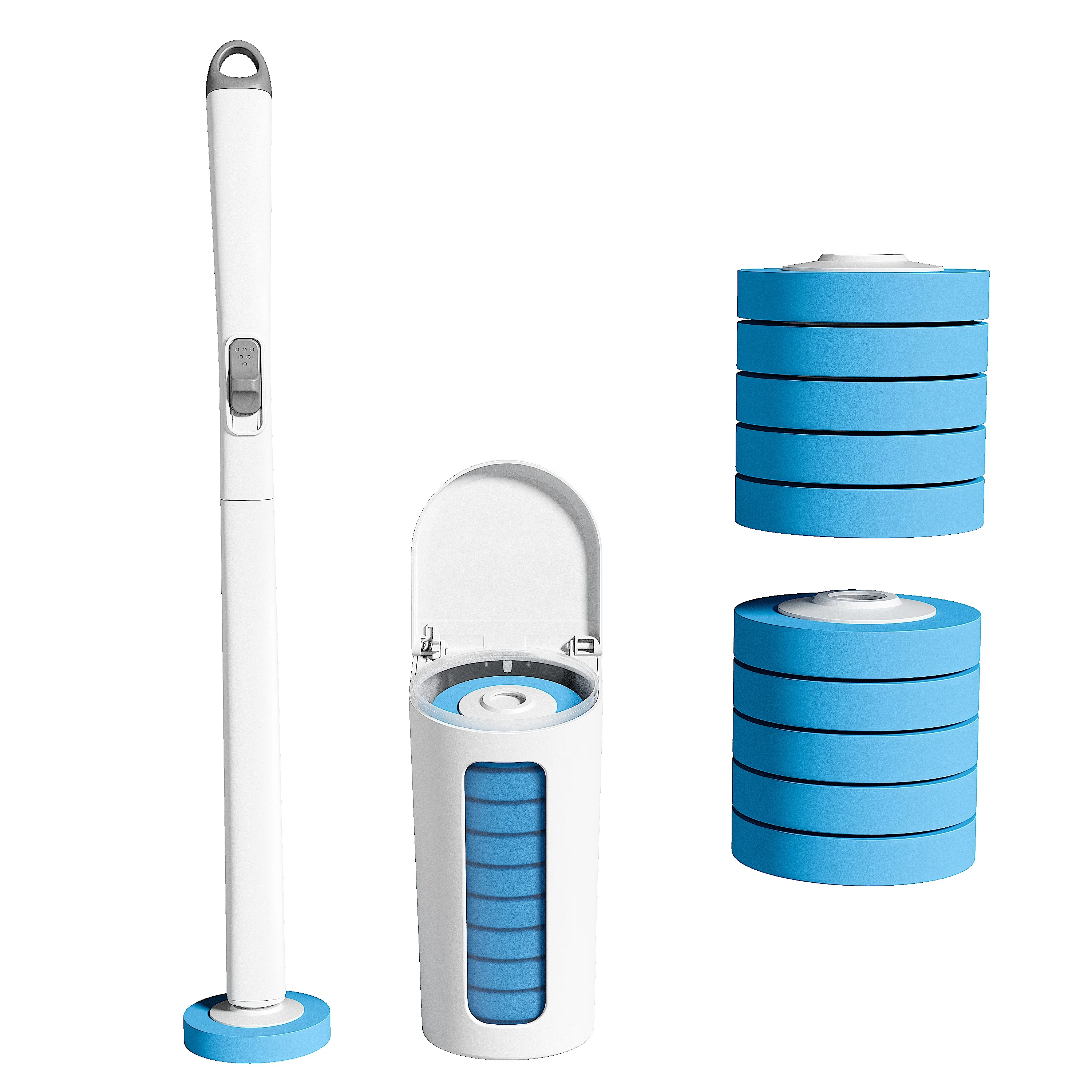 Hot Selling Professional Disposable Toilet Brush with Soap Dispenser Replaceabled Head for Bathroom