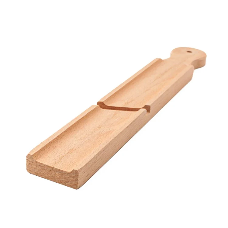 Natural Beech Wood Salami Cutting Board Handy 16-Inch Wooden Sausage Chopping Board Handled Salami Serving Board