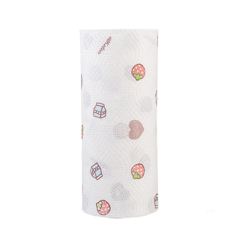 Low price spunlace nonwoven fabric printed disposable kitchen towels rags cleaning kitchen tissue roll paper towel