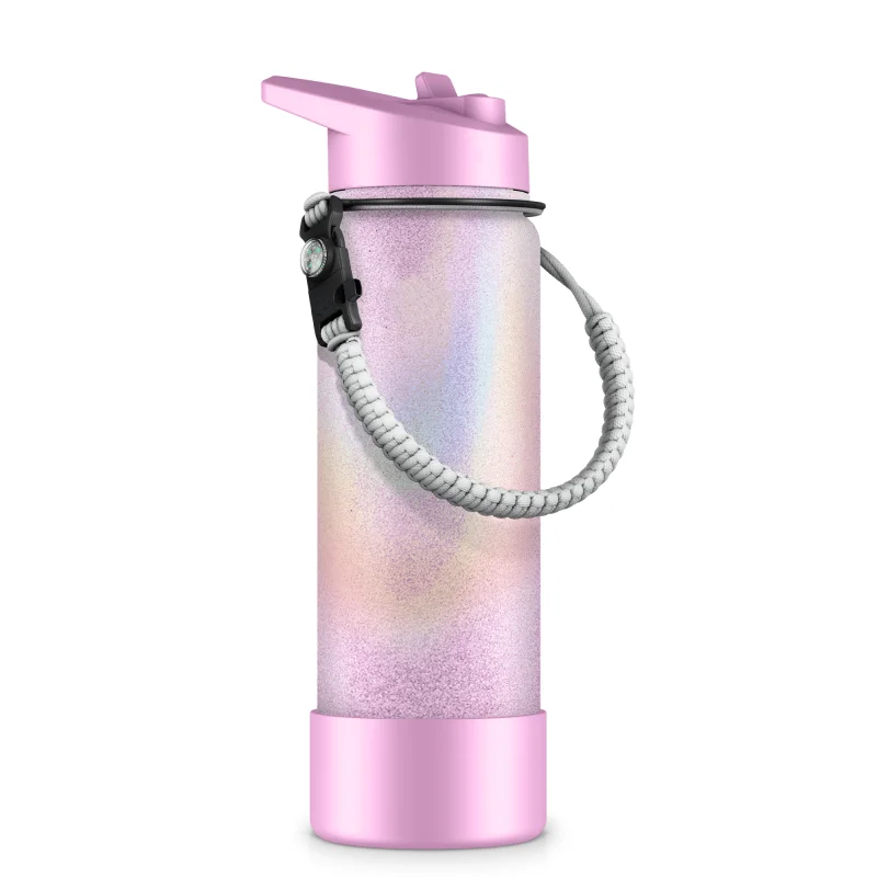 Modern Design 18oz BPA Free 18 8 Stainless Steel Water Bottle Insulated Drinking Bottles Metal With Finger Ring