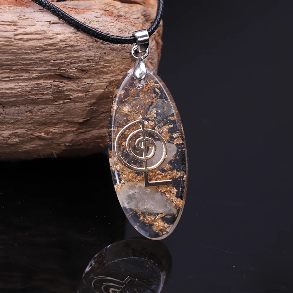 Crystal Necklace Waterdrop Shaped Orgonite Necklace With Cho Ku Rei Symbol Jewelry Orgone Pendant