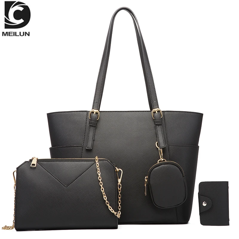 Simple Black Shoulder Handbags PU Leather Designer Large Capacity Travel Bag Stylish Tote Bags