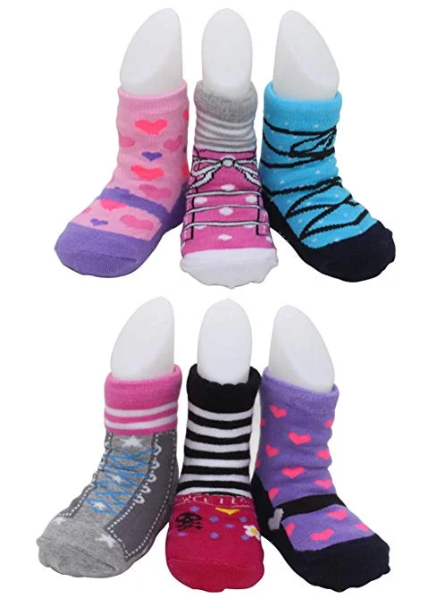 cotton tube socks for young girls kids anti slip  cute cartoon crew socks custom design wholesale
