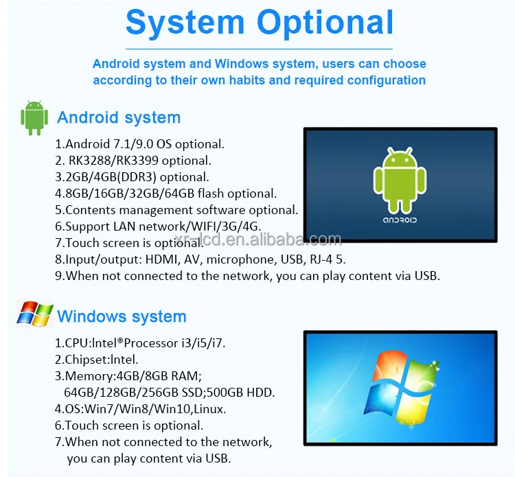 Good price 49 inch indoor monitor lcd wifi/4G advertising player touch android 7.1OS multimedia software media player