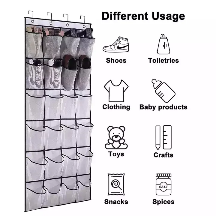 Hot Selling Over The Door Shoes Hanging Organizer Shoe Rack with Mesh Pockets