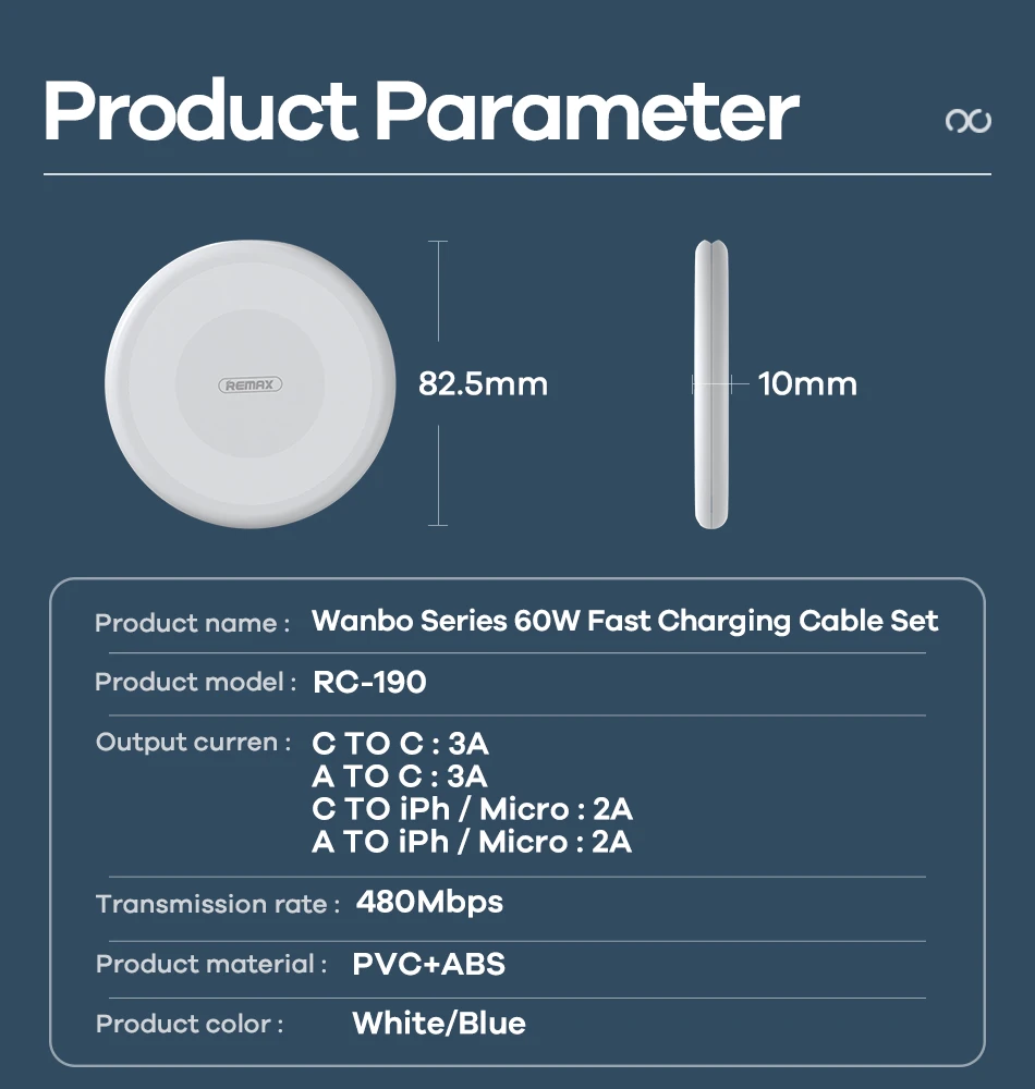 Remax portable  Rc-190 5 in 1 cable storage box 60W Fast Charging For Iph/Android/Type 2022 OEM New Trends waterproof  Usb Cable