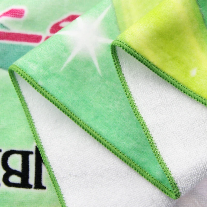 wholesale 100% cotton small MOQ soft feel high quality promotional souvenir custom digital printing cotton velour beach towel