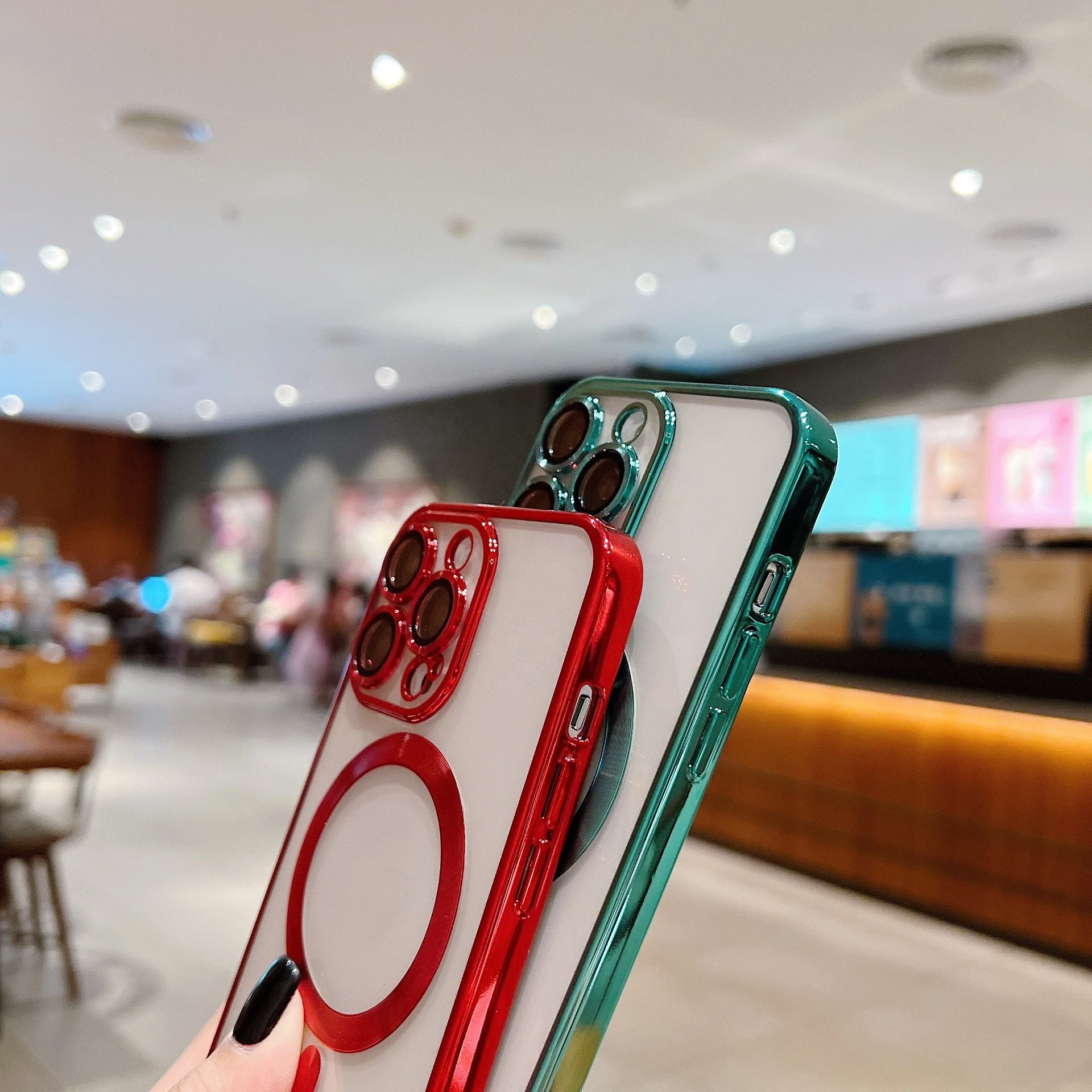 Luxury Transparent Silicone Phone Case For Iphone 14 13 12 11 Pro Max With Lens Protector For Magnetic Wireless Charging Cover