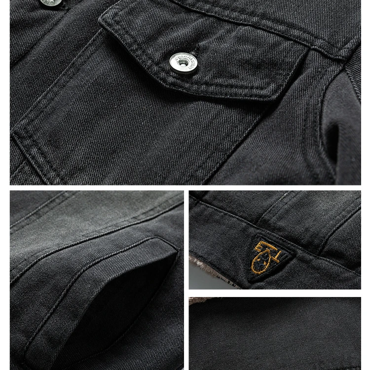 2022 Custom Wholesale Winter Blue Fleece Warm Casual Jeans Jacket For Men Denim Jacket