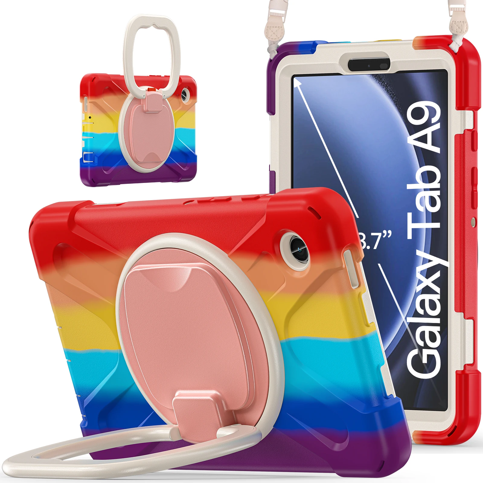 8 7 дюймов Силиконовый Универсальный Прочный чехол для планшета Samsung Galaxy Tab A9 2023x110x115 с ремешком на руку