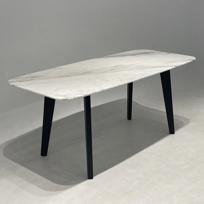 Nordic Dining Room Furniture Italy Imported Solid Wood Ash Table Legs Cream White Nature Marble Top Luxury Dinning Table Modern