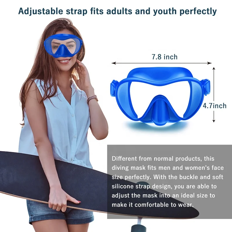 Adult Scuba Diving Mask Snorkel Diving Equipment Goggles Anti Fog Frameless Diving Mask Underwater Prescription Snorkeling Mask