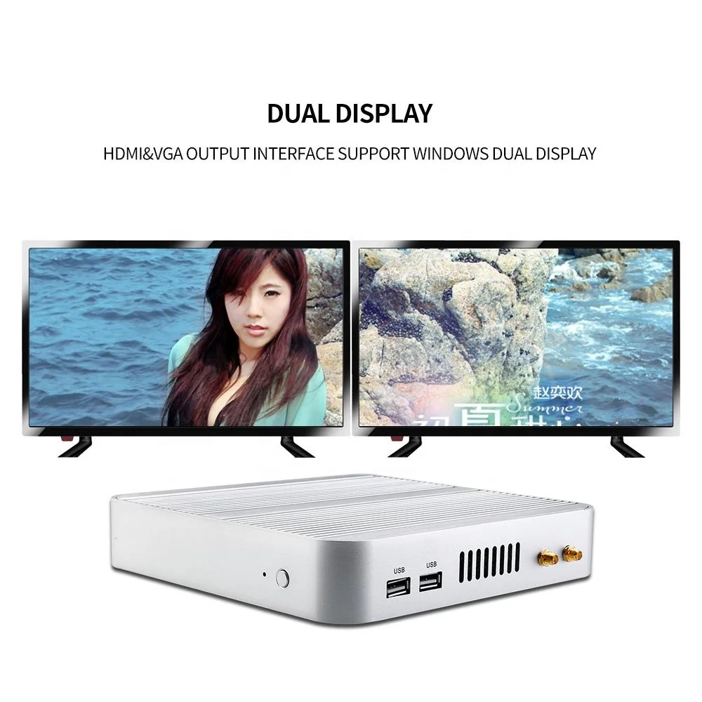 Cheap powerful 4k 7260u ddr4 fanless i5 gaming mini computer pc 12v win10 linux