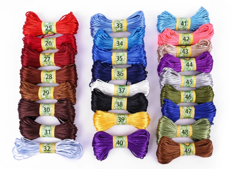 yiwu factory wholesale polyester rope Satin Cord Handmade DIY for clothing/luggage/decorative color rope